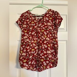 Loft shirt sleeve front buttons floral top